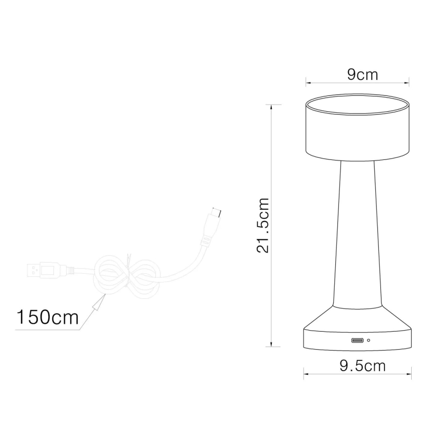 Globo - Lámpara de mesa táctil LED regulable LED/1W/3,7V 2700K/4000K/6500K 800 mAh USB cromo mate