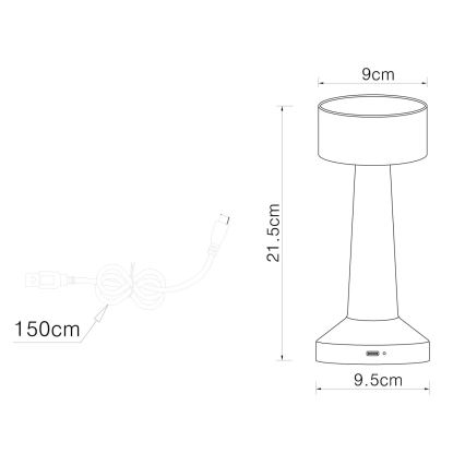Globo - Lámpara de mesa regulable LED táctil LED/1W/3,7V 2700K/4000K/6500K 800 mAh USB blanco