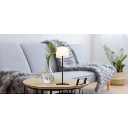 Globo - Lámpara de mesa LED táctil regulable para exterior LED/1,8W/5V IP44 1800 mAh negro/blanco