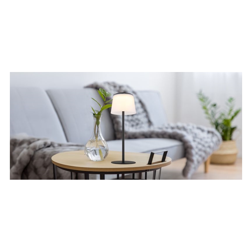 Globo - Lámpara de mesa LED táctil regulable para exterior LED/1,8W/5V IP44 1800 mAh negro/blanco