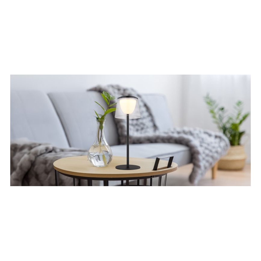 Globo - Lámpara de mesa LED táctil regulable para exterior LED/1,8W/5V IP44 1800 mAh negro/transparente