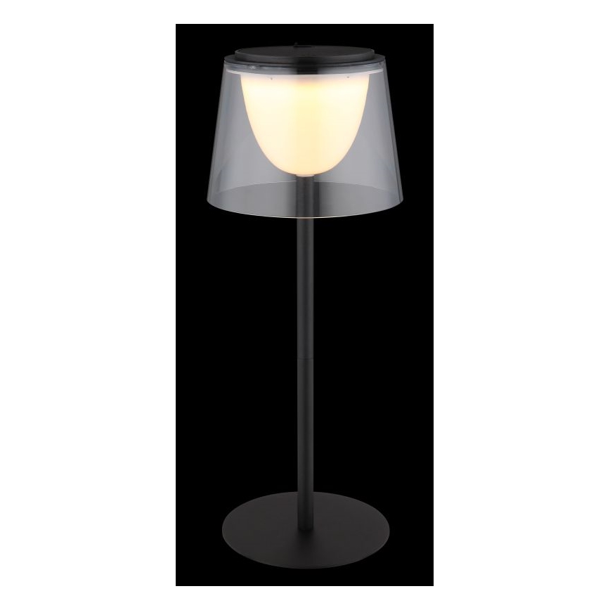 Globo - Lámpara de mesa LED táctil regulable para exterior LED/1,8W/5V IP44 1800 mAh negro/transparente