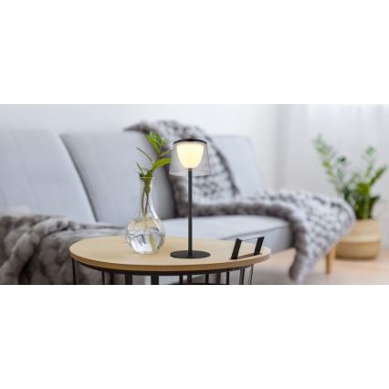 Globo - Lámpara de mesa LED táctil regulable para exterior LED/1,8W/5V IP44 1800 mAh negro/ahumado