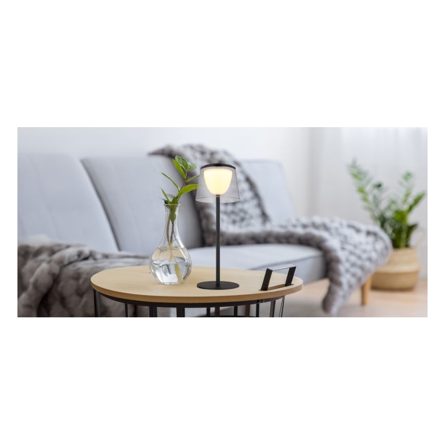 Globo - Lámpara de mesa LED táctil regulable para exterior LED/1,8W/5V IP44 1800 mAh negro/ahumado