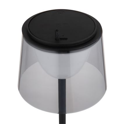 Globo - Lámpara de mesa LED táctil regulable para exterior LED/1,8W/5V IP44 1800 mAh negro/ahumado
