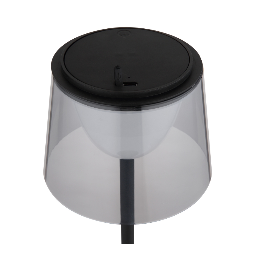 Globo - Lámpara de mesa LED táctil regulable para exterior LED/1,8W/5V IP44 1800 mAh negro/ahumado
