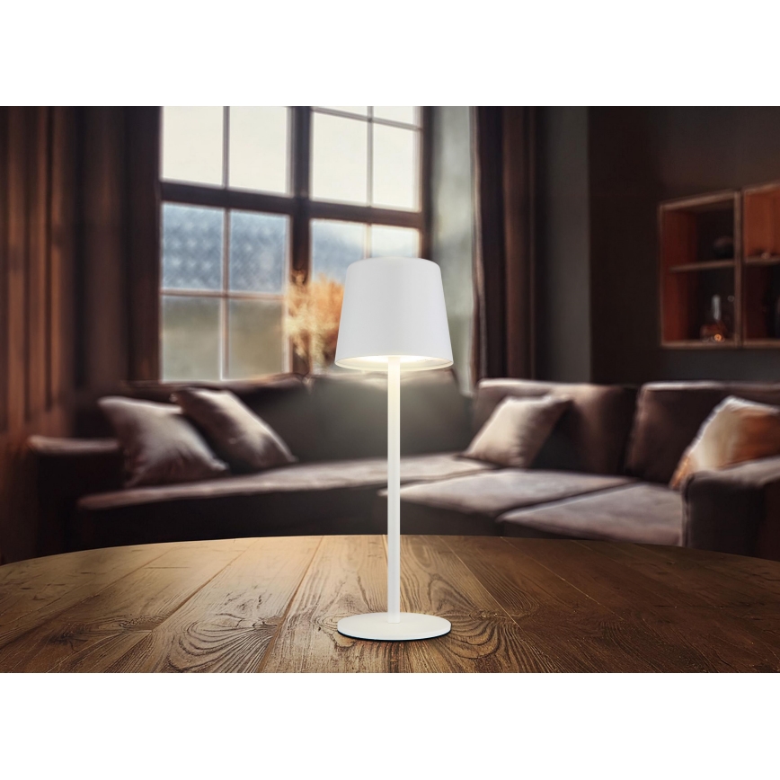 Globo - Lámpara LED de mesa táctil recargable para exterior regulable VAN. 2W/5V 2200 mAh IP44 color blanco