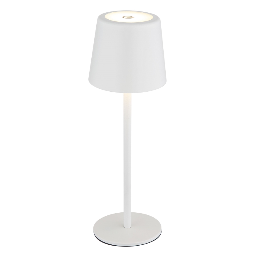 Globo - Lámpara LED de mesa táctil recargable para exterior regulable VAN. 2W/5V 2200 mAh IP44 color blanco