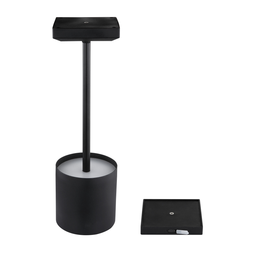 Globo - LED Lámpara de mesa recargable, táctil y regulable LED/1,5W/5V 2200 mAh negra
