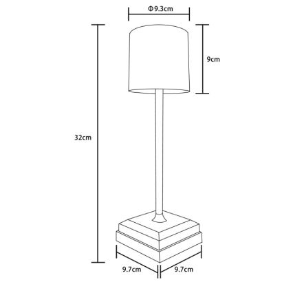Globo - LED Lámpara de mesa recargable, táctil y regulable LED/1,5W/5V 2200 mAh negra