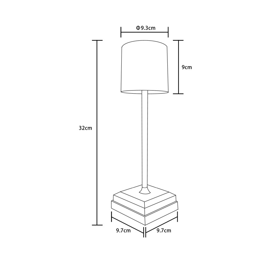 Globo - LED Lámpara de mesa recargable, táctil y regulable LED/1,5W/5V 2200 mAh negra