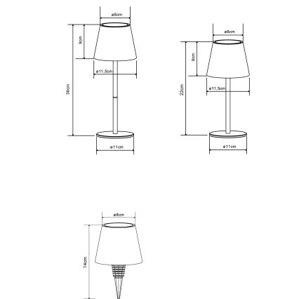 Globo - Lámpara de mesa recargable para exterior LED táctil y regulable 3 en 1 LED/3W/5V 3000/4000/5000K IP54 1800 mAh