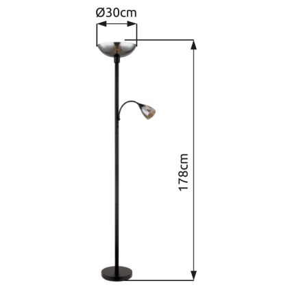 Globo - Lámpara de pie 1xE27/60W/230V + 1xE14/40W