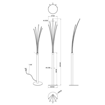 Globo - Lámpara de pie táctil LED regulable LED/36W/230V negra