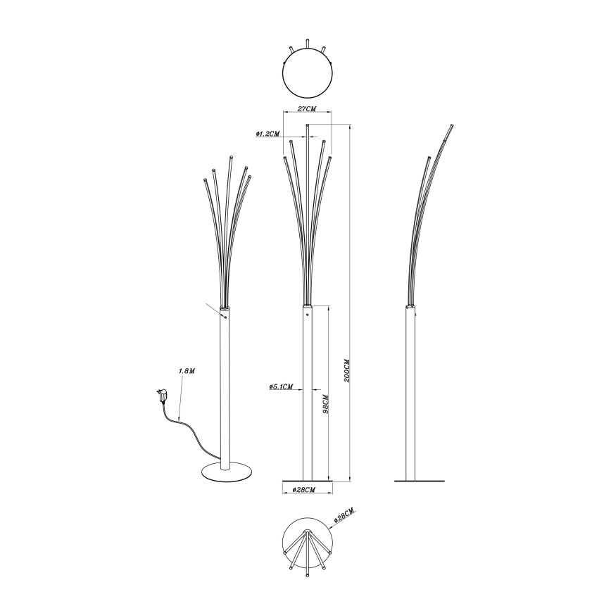 Globo - Lámpara de pie táctil LED regulable LED/36W/230V negra