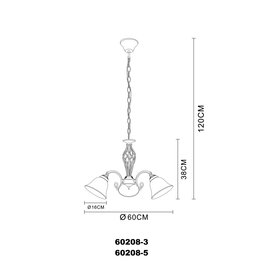 Globo 60208-3 - Lámpara colgante ODIN 3xE27/60W/230V