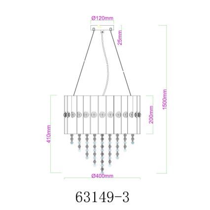 Globo - Lámpara colgante 3xE27/40W/230V diá. 40 cm