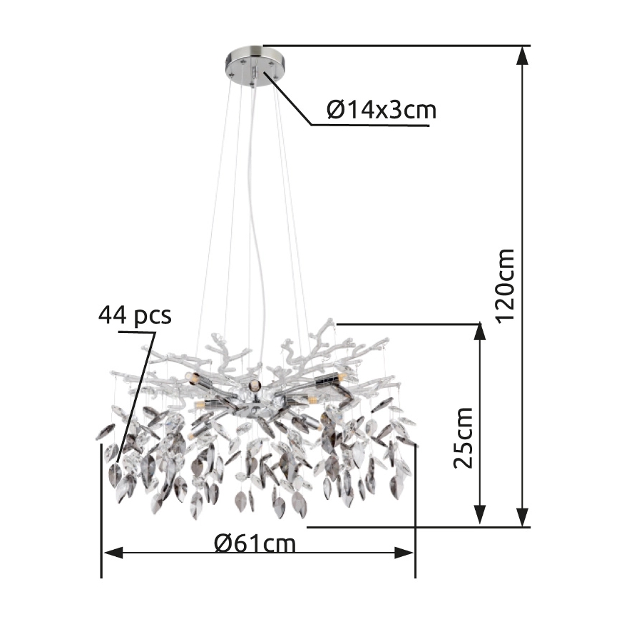 Globo - Lámpara colgante 8xG9/8W/230V diá. 61 cm cromo brillante