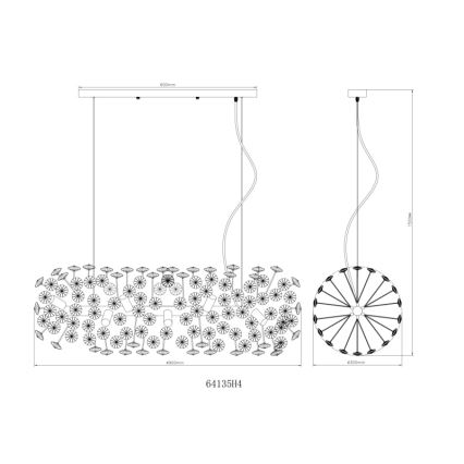 Globo - Lámpara colgante LED con cable 12xG9/3,5W/230V dorada