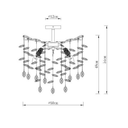 Globo - Lámpara colgante con varilla 6xE14/40W/230V plateada