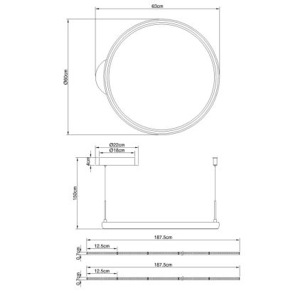 Globo - Lámpara de araña LED regulable LED/36W/230V 2700-6000K negro + control remoto