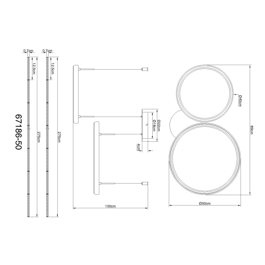 Globo - Lámpara de araña LED regulable LED/50W/230V 2700-6000K negro + control remoto