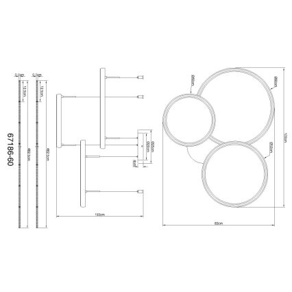 Globo - Lámpara de araña LED regulable LED/55W/230V 2700-6000K negro + control remoto