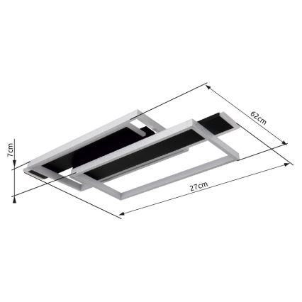 Globo - Plafón LED LED/40W/230V 62x27 cm cromo mate/negro