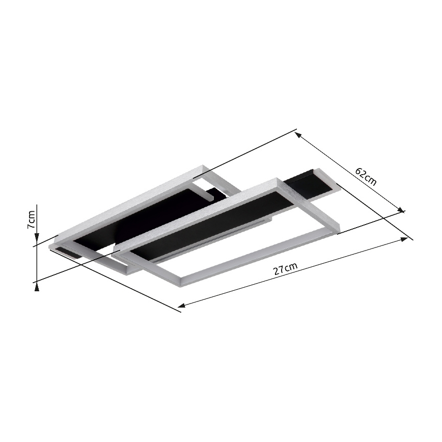 Globo - Plafón LED LED/40W/230V 62x27 cm cromo mate/negro