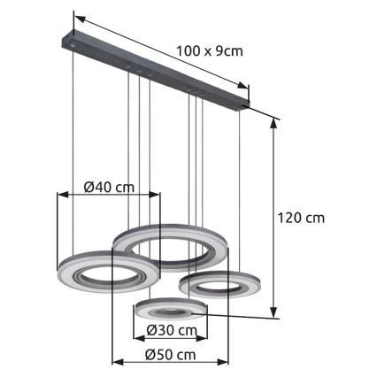 Globo - Lámpara de araña LED regulable LED/80W/230V 2700-6000K negro + control remoto