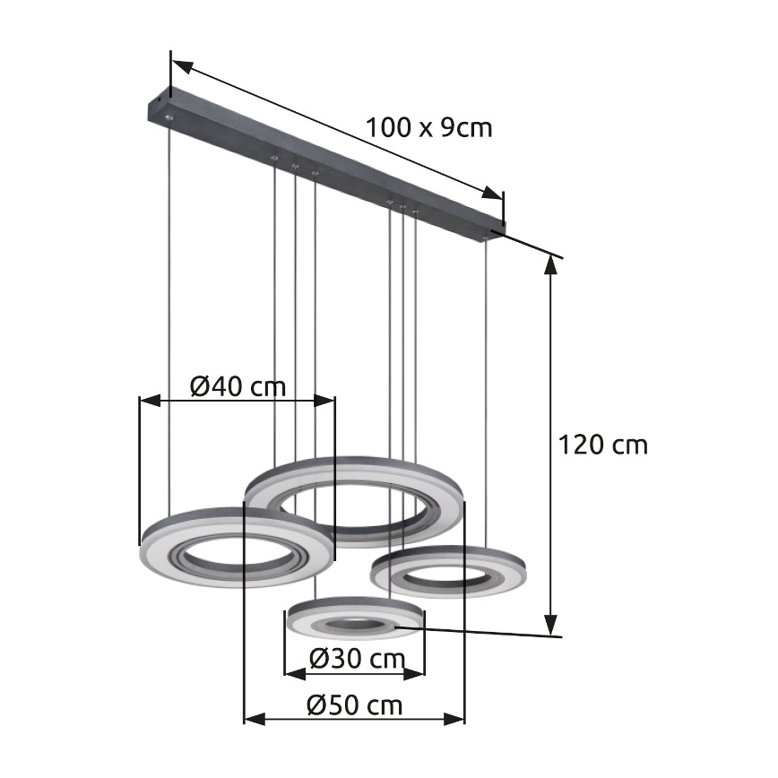 Globo - Lámpara de araña LED regulable LED/80W/230V 2700-6000K negro + control remoto