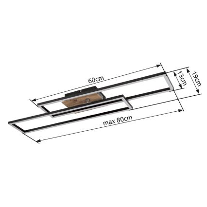 Globo - Plafón LED LED/30W/230V 3000K 60x80 cm negro