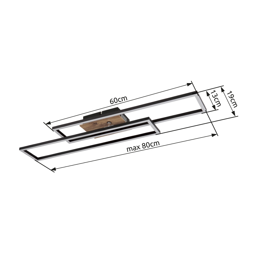 Globo - Plafón LED LED/30W/230V 3000K 60x80 cm negro