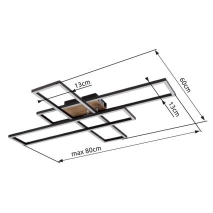 Globo - Plafón LED LED/40W/230V 3000K 60x80 cm negro