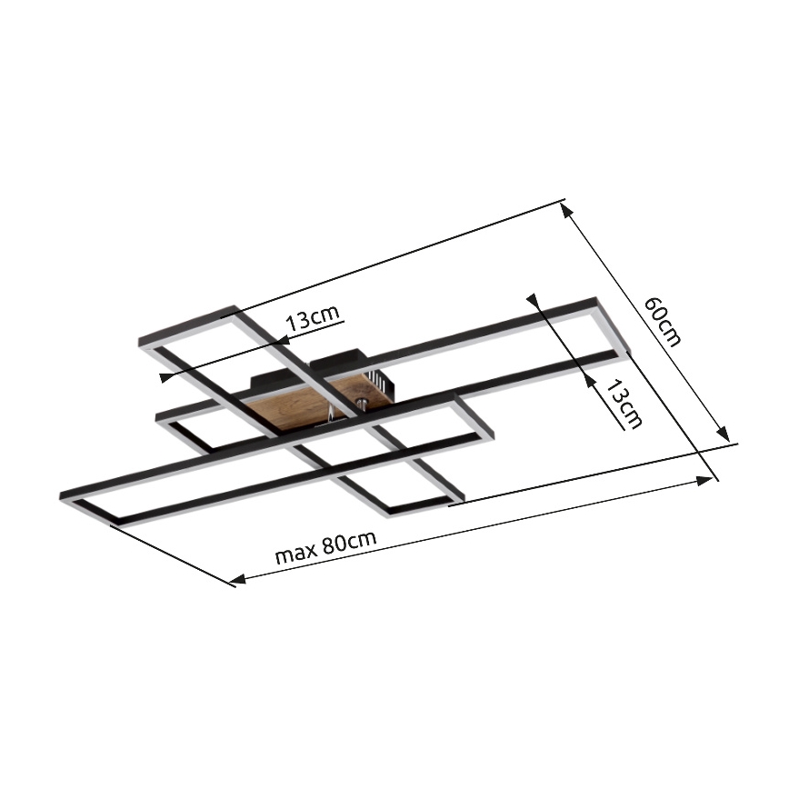 Globo - Plafón LED LED/40W/230V 3000K 60x80 cm negro