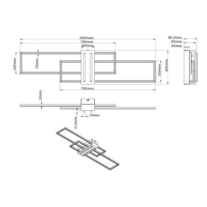 Globo - Plafón LED LED/40W/230V 3000K 25x100 cm negro