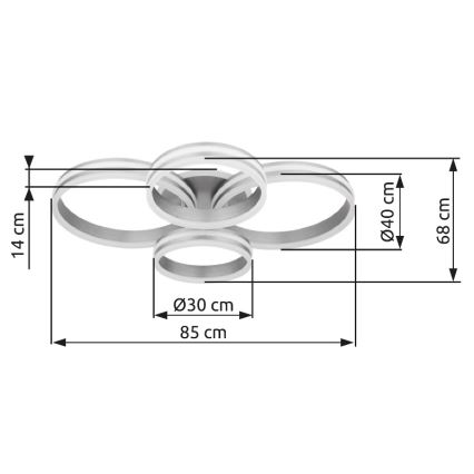 Globo - Lámpara de techo LED regulable LED/90W/230V 2700-6000K 68x85 cm + mando a distancia