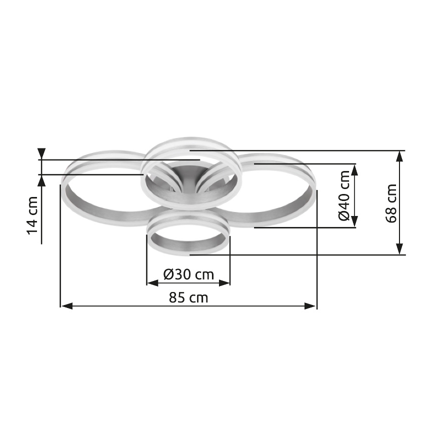 Globo - Lámpara de techo LED regulable LED/90W/230V 2700-6000K 68x85 cm + mando a distancia