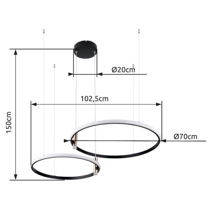 Globo - Lámpara de araña LED regulable LED/55W/230V 2700-6000K negro + control remoto