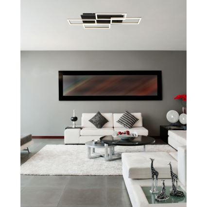 Globo - Lámpara de techo LED regulable LED/40W/230V 2700-6500K 32,5x87,5 cm negra + mando a distancia