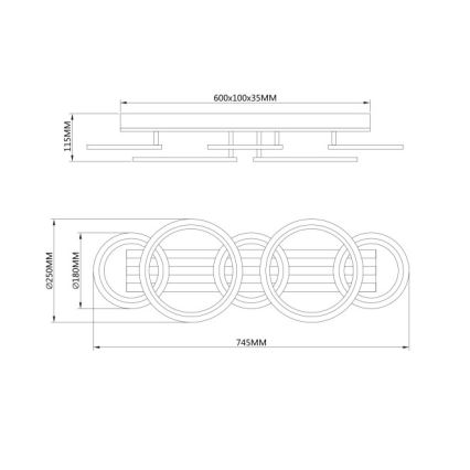 Globo - Luminaria de techo LED/34W/230V 3000/4200/600K 25x74,5 cm
