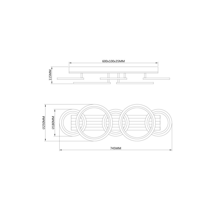 Globo - Luminaria de techo LED/34W/230V 3000/4200/600K 25x74,5 cm