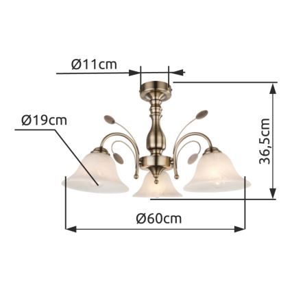 Globo 69007-3 - Plafón POSETS 3xE27/60W/230V
