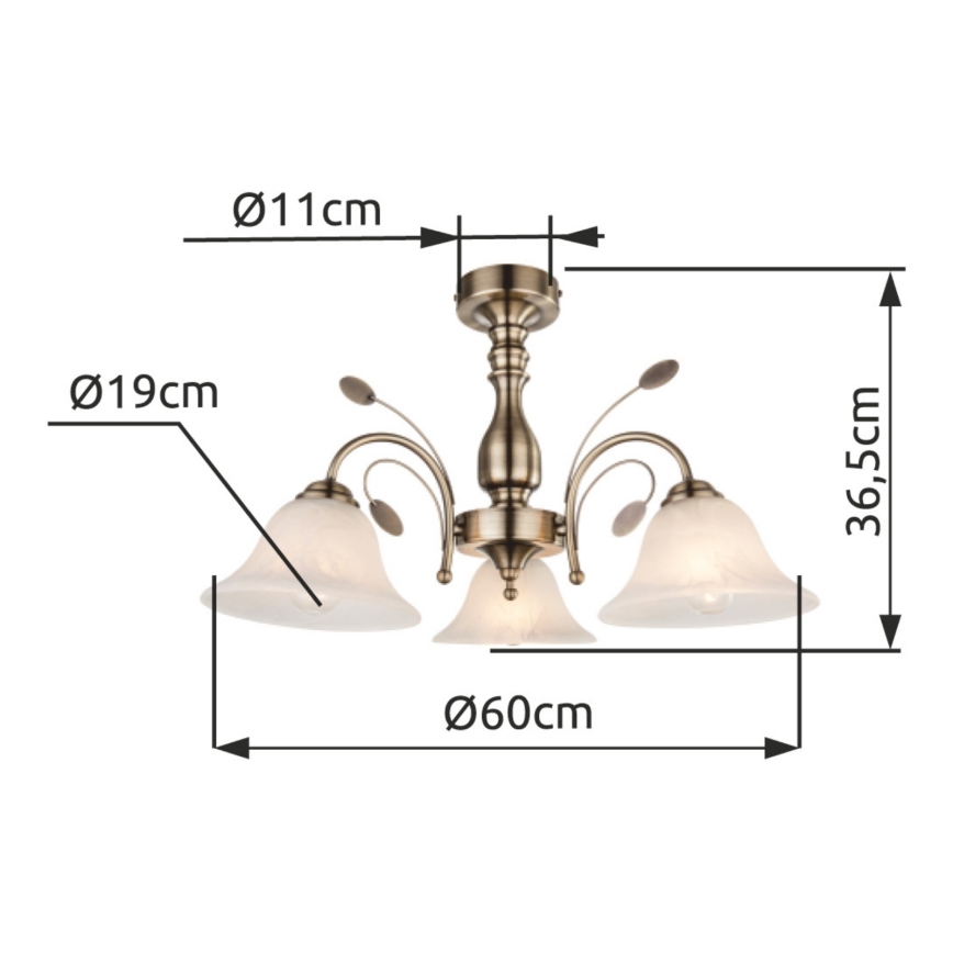 Globo 69007-3 - Plafón POSETS 3xE27/60W/230V