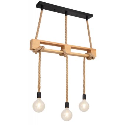 Globo - Lámpara colgante 3xE27/60W/230V pino
