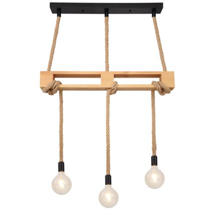 Globo - Lámpara colgante 3xE27/60W/230V pino
