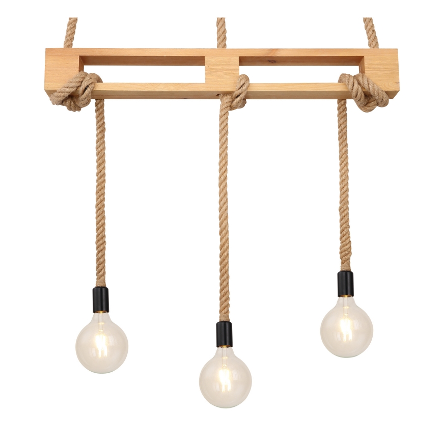 Globo - Lámpara colgante 3xE27/60W/230V pino