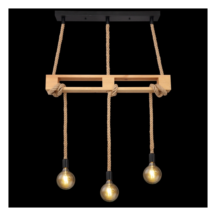 Globo - Lámpara colgante 3xE27/60W/230V pino