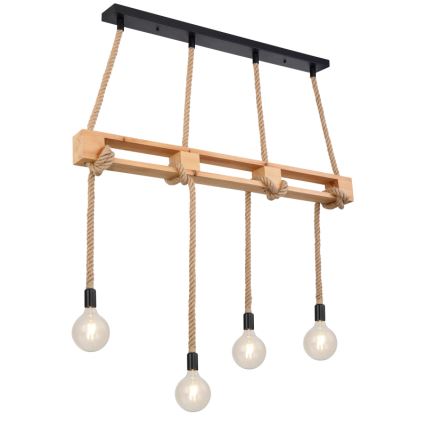 Globo - Lámpara colgante 4xE27/60W/230V pino
