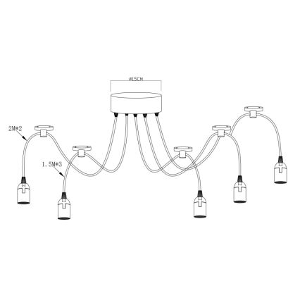 Globo A110-5 - Lámpara colgante MARACANA 5xE27/60W/230V